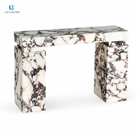 Table d'entrée en marbre Calacatta Viola naturel Luca |   Console d'entrée rectangulaire polie, moderne et minimaliste, sur mesure