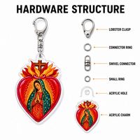 Porte-clés personnalisé en acrylique Sacré-Cœur Vierge Marie, breloque religieuse pour sac, vente en gros