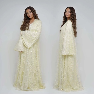 Abaya Personalizada de Lujo para Eid, Kimono Islámico, Vestido Musulmán para Mujer, Diseño Floral Texturizado en 3D, Elegante y Moderno, Conjunto Dubai Sakina 2026 - Product Image 5