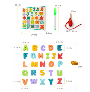 Rompecabezas educativo de madera para niños, tablero de aprendizaje con tablero de dibujo, talphabet y rompecabezas de números - Product Image 5