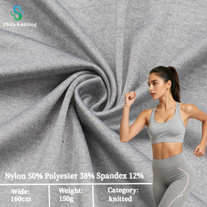 Tissu en maille mélangée <span class=keywords><strong>polyester</strong></span> <span class=keywords><strong>polyamide</strong></span> élasthanne, 50% nylon 38% <span class=keywords><strong>polyester</strong></span> 12% élasthanne, tissu respirant pour soutiens-gorge de sport - Product Image 1