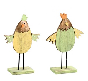 <strong>EASTER</strong> WOODEN ROOSTER HEN CHICK DECORATION <strong>ORNAMENT</strong> - Product Image 1