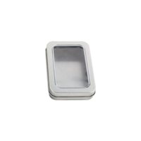 Boîte en métal à prix d'usine avec couvercle transparent, mini conteneur vide portable