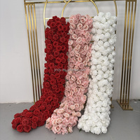 Fleurs de table de mariage, guirlande de roses, fleurs d'allée, fleurs artificielles en soie rose, rouge, blanc, chemin de table pour décoration de mariage