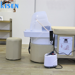 Lit de massage multifonctionnel beige Kisen pour salon de coiffure avec bol en céramique pour pédicure et lit chauffant pour soin du cuir chevelu - Product Image 4