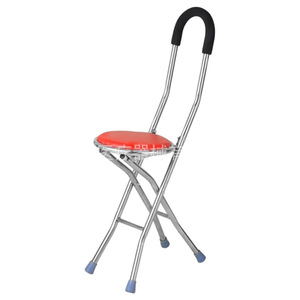 Chao Lei <b>Folding</b> Cane <b>Stool</b> Stainless Steel 2kg Portable Walking Stick Chair Red Blue Black - Product Image 5