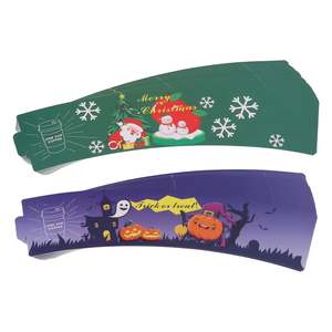 Custom Logo Printed Disposable Recyclable Double Wall Paper <b>Cup</b> Sleeves Christmas Style Custom Color <b>Coffee</b> Tequila Energy Wine - Product Image 2