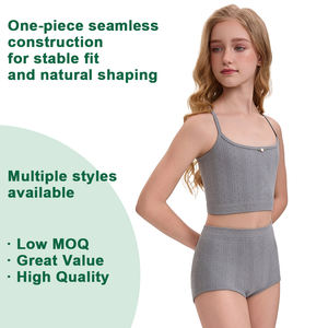 Комплекты бесшовного трикотажного белья Shanhao OEM для девочек, цельные, однотонные, бесшовные тканые комплекты нижнего белья для девочек - Product Image 3