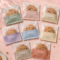 Sacs à pâtisserie personnalisés avec logo imprimé, qualité alimentaire, scellés sur 3 côtés, en plastique laminé, petits sacs transparents thermoscellables pour biscuits individuels