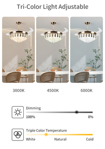 Bán Buôn Đèn Chùm Quạt Trần Với Ánh Sáng 42 "48" Có Thể Thu Vào Quạt Trần Đèn Chùm Pha Lê Fan LED Thay Đổi Độ Sáng DC Động Cơ 6 Tốc Độ - Product Image 3