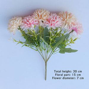 DREA - Crisantemo Artificial de Seda con Tacto Real, 6 Ramas, Flores en Forma de Bola para Bodas, Funerales, Eventos, Decoración del Hogar, Estilo Clásico - Product Image 2