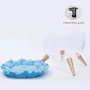 2-Pack şık uzay gemisi kapsül akrilik kabarcık temizle kedi yatak kanepe kase yuva yastık ile ahşap yükseltilmiş şeffaf kedi yatak - Product Image 3