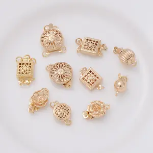 Filigree Box Pearl Safety lock Clasps Platinum Plated Brass Single Strand Jewelry Clasps for DIY Pearl Necklace Bracelet Mak