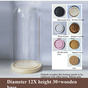 Campana de Cristal Decorativa Ecológica de 12 cm de Diámetro y 12-35 cm de Altura, Base de <span class=keywords><strong>Madera</strong></span> Maciza, Decoración para el Hogar Reciclable y Personalizable - Product Image 5