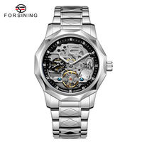 Nouvelle montre de luxe pour homme, style affaires, avec tourbillon, squelette transparent, mouvement automatique, boîtier en alliage de 45 mm, acier inoxydable