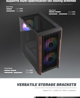 Boîtier PC Gaming JNP New Factory Game Design Micro ATX Mid Tower avec panneau latéral vitré, compatible avec refroidissement liquide 240 mm, en acier, 12 cm