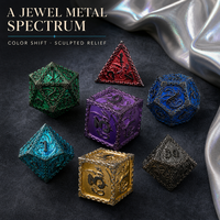 Nouvel ensemble de dés de jeu de rôle DND en métal, design épée creuse polyédrique D20, en métal, pour divertissement