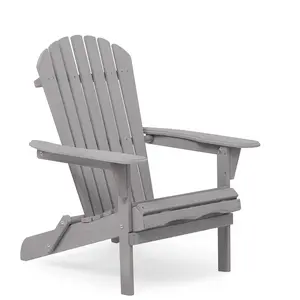 Pre-Assembled Adirondack Wooden Folding Patio Chair For Garden Or Backyard With Comfortable BackRest