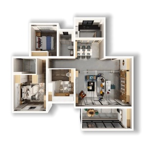 Tâm Trạng Hội Đồng Quản Trị Toàn Bộ Nhà Tùy Biến Thiết Kế Nội Thất Dịch Vụ <span class=keywords><strong>3D</strong></span> CAD Bản Vẽ Thân Thiện Với Môi Bền Tối Giản Phòng Tắm Bên Ngoài - Product Image 3