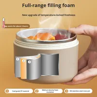 Boîte à lunch ronde isolée en acier inoxydable 304 >3 étages 501-800ML Boîte à bento pour étudiants avec couvercle hermétique Portable