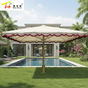 Parasol de <span class=keywords><strong>luxe</strong></span> grand format design palais pour extérieur, en acier inoxydable et aluminium, avec base, haute qualité, résistant au vent - Product Image 4