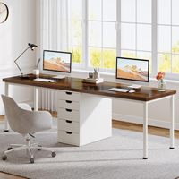 Bureau de travail double extra long en bois moderne et durable à 5 tiroirs de 78,7 pouces pour deux personnes
