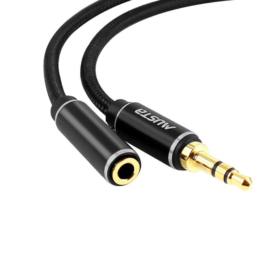 Fabriek Oem 3.5Mm Audio Kabel 24K Vergulde Hoofdtelefoon Verlengkabel 3.5Mm Mannelijke Naar Vrouwelijke Hifi 3.5Mm Kabel Voor Oortelefoon