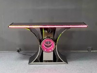 Bar lumineux à vin de haute qualité affichage 3D comptoir de cabine de DJ discothèque logo personnalisé meubles de Table LED éclairés en acier inoxydable