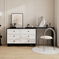 Table de maquillage minimaliste moderne grande capacité OEM pour chambre à coucher, avec armoire intégrée en bois massif et petite armoire de lit