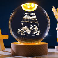 Veilleuse personnalisée avec logo, boule de cristal 3D gravée au laser, portrait de nouveau-né, souvenir commémoratif pour animal de compagnie, cadeau
