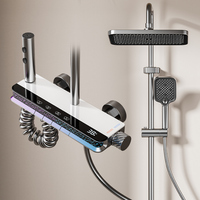 Ensemble de douche thermostatique intelligent en laiton Piano Key Design Bouton de contrôle Mitigeur de douche de salle de bain avec pommeau de douche à effet pluie