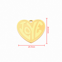 Composants en gros plaqués or 18 carats en acier inoxydable, pendentifs cœur et ronds, hypoallergéniques pour la fabrication de colliers et bijoux