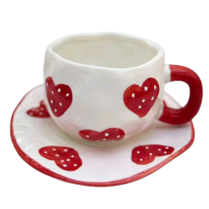 Set di Tazza da Caffè in <span class=keywords><strong>Porcellana</strong></span> da 300ml con Piattino e Vassoio, Design Floreale Rosa Dipinto <span class=keywords><strong>a</strong></span> <span class=keywords><strong>Mano</strong></span>, Adatto per Microonde e Lavastoviglie, Carino ed Elegante - Product Image 6