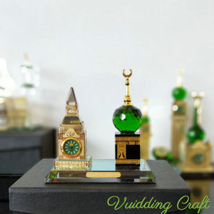Bộ Sưu Tập Pha Lê Hồi Giáo Mô Hình <span class=keywords><strong>Kaaba</strong></span> Pha Lê Với Đồng Hồ Trên Kính - Product Image 5