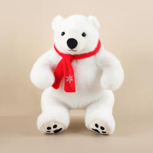 Orso polare bianco adorabile seduto con sciarpa peluche di peluche orso artico che indossa sciarpa ornamento di natale del nuovo anno - Product Image 3