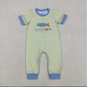 Conjunto de Ropa Infantil a Rayas con Bordado de Pesca para Niños - Product Image 3