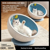 All-in-One Robuster, fusselfreier, runder Katzenkratzbaum mit Bett und Kratzpfosten aus nicht-haarendem Spanplattenmaterial – Katzenspielzeug zum Schutz des Sofas – Großhandel