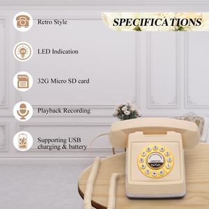 Livre d'or audio Mariage Téléphone de bureau vintage Message vocal Livre d'or antique Téléphone avec <span class=keywords><strong>carte</strong></span> TF & Li + batterie rechargeable - Product Image 2