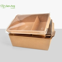 SenAng05 la nouvelle liste boîte à pâtes à emporter papier emballage à emporter déjeuner 900Ml récipient alimentaire à 2 compartiments