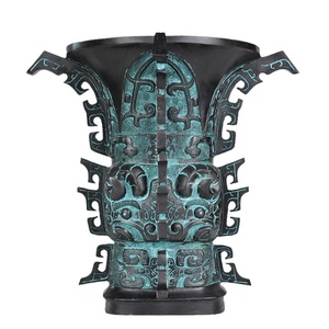 He Zun Antike Bronze-Ornamente Handwerkskunst-Kollektion Antikes Regal Antike Wohnzimmerdekoration Geschenke Fabrikverkauf - Product Image 5