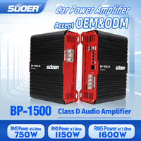Amplificateur de voiture Suoer BP-1500 classe D haute efficacité 12V monobloc, amplificateur de subwoofer à puissance stable avec protection contre les surcharges et thermique