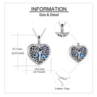 Mémoire Bijoux Cadeau 925 Sterling Silver Heart Abalone Shell Tree Of Life Urne Collier Pour Cendres
