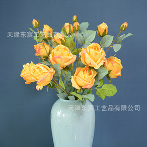 Rose artificielle Dongchen Crafts en forme de flocon de neige, tige unique, 4 têtes, pour décoration de mariage et de maison, arrangement floral - Product Image 3