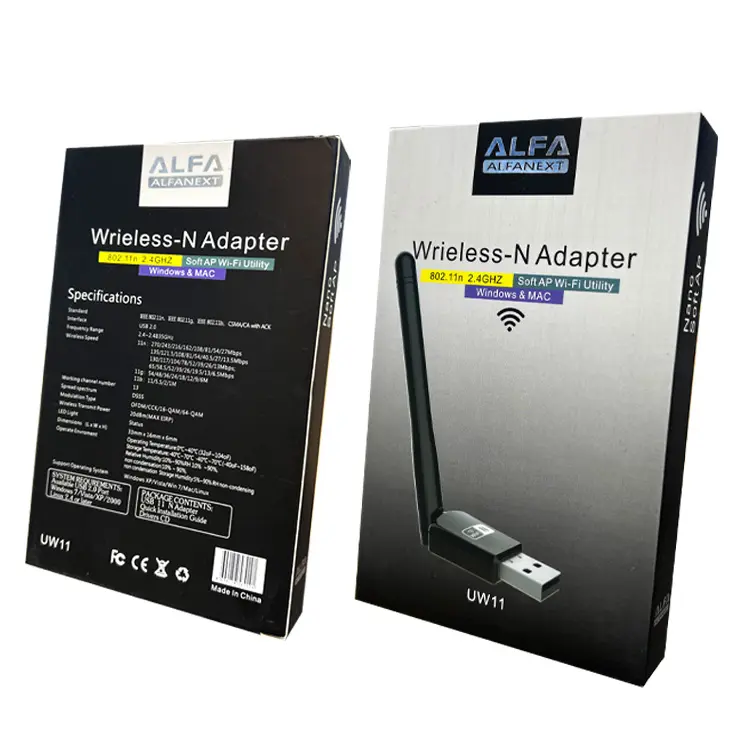 อะแดปเตอร์ไร้สาย ALFA USB 2.0 802.11n/g/b 2.4GHZ 150Mbps Wifi/WLAN พร้อมเสาอากาศ