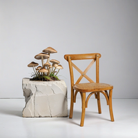 Chaise de salle à manger MULIGNA scandinave en rotin pour événements extérieurs, mariage, bistro, anniversaire, location, dossier croisé en bois, pour enfants
