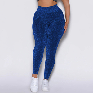 Leggings de yoga sans couture taille haute pour <span class=keywords><strong>femme</strong></span>, brillants, extensibles, compressifs, avec effet froncé au dos, séchage rapide, en Spandex pailleté - Product Image 5