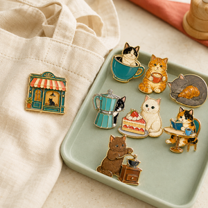 Broches émaillées personnalisées style antique pour café, badges mignons chaton café pour sacs, tabliers et cadeaux - Product Image 4