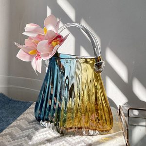 Sac à main de luxe léger panier vase en <span class=keywords><strong>verre</strong></span> transparent décoration de salon porte-monnaie <span class=keywords><strong>fleur</strong></span> Vases en <span class=keywords><strong>verre</strong></span> et cristal - Product Image 4