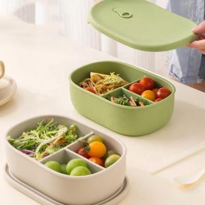 Contenedor de Almacenamiento de Alimentos de Grado Alimenticio para el Hogar, a Prueba de Fugas, con 3 Compartimentos, Lonchera Bento de Silicona con Tapa, Loncheras de Silicona - Product Image 2