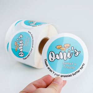 Etiquetas Adhesivas Redondas de Vinilo Impermeables Personalizadas para Envasado de Alimentos, Impresión de Logotipo con Estampado Dorado, Diseño Circular Autoadhesivo Reciclable - Product Image 2